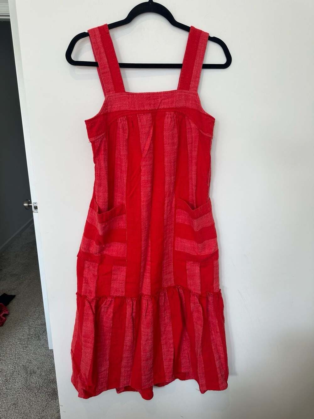 Maeve by Anthropologie Tonal Striped Dress Size X-Small Red Apron Style